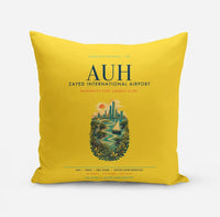 Thumbnail for Abu Dhabi Zayed International Airport (AUH) design on yellow pillow