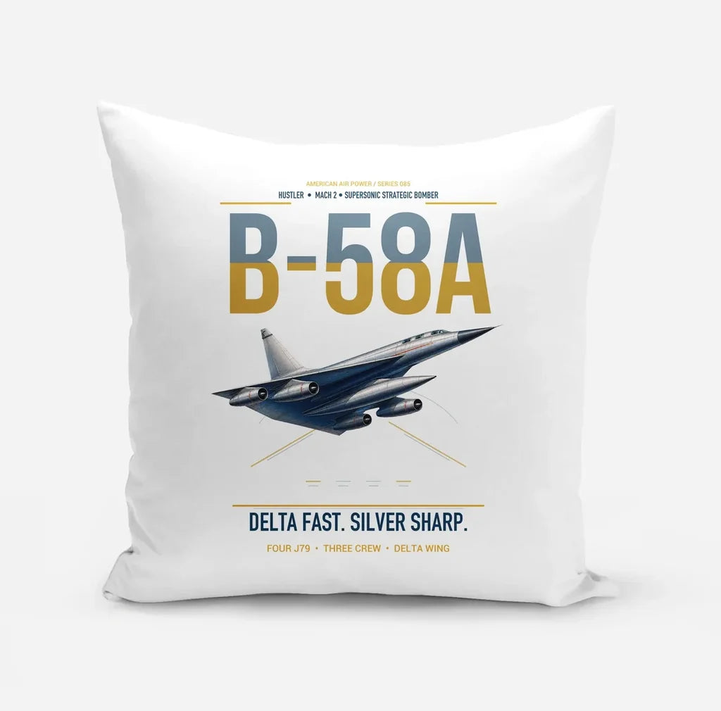 B-58A Hustler design on white pillow