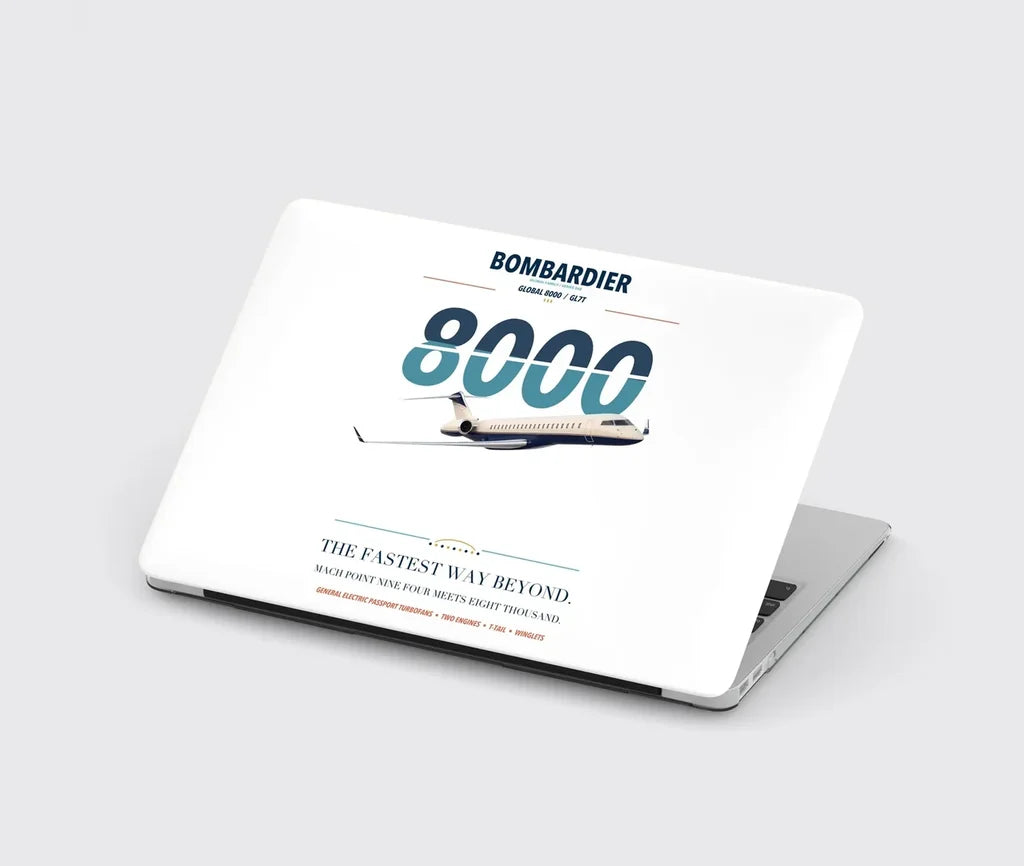 Bombardier Global 8000 design on white MacBook case