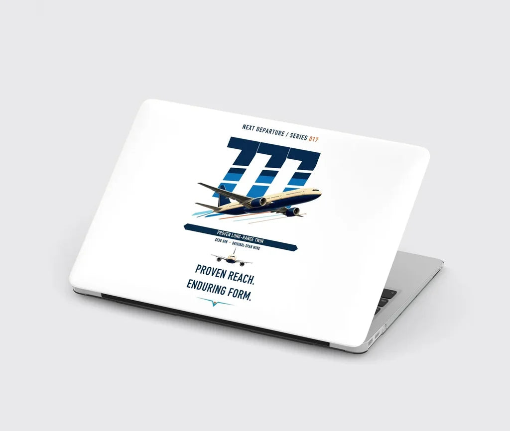 Boeing 777-200ER design on white MacBook case
