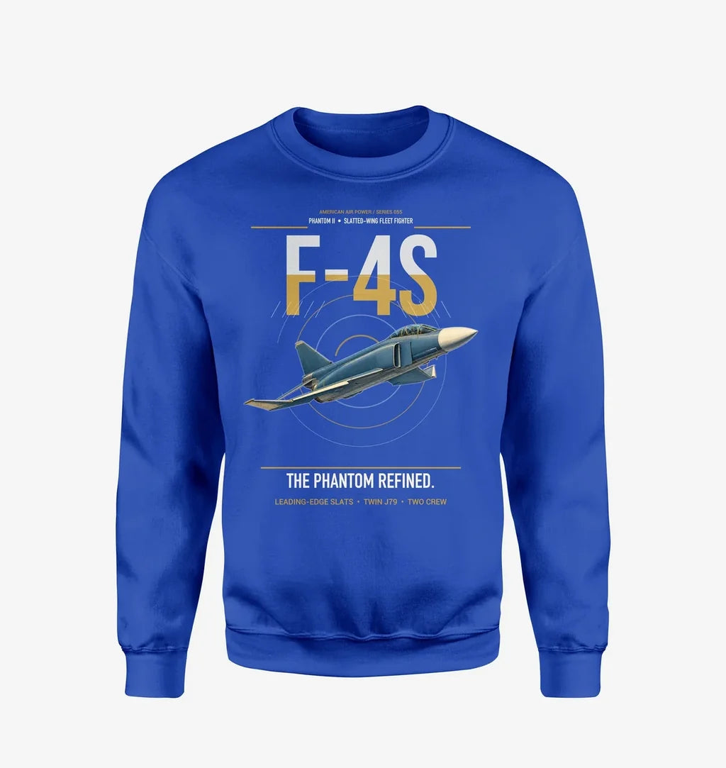 F-4S Phantom II design on blue sweatshirt