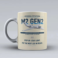Thumbnail for Cessna Citation M2 Gen2 design on beige ceramic mug, double-side print