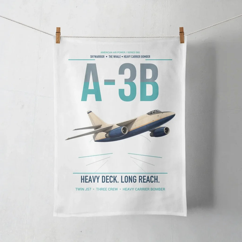 A-3B Skywarrior design on white towel