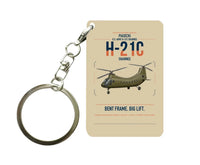 Thumbnail for Piasecki H-21C Shawnee design on beige designed key chain, double-side print