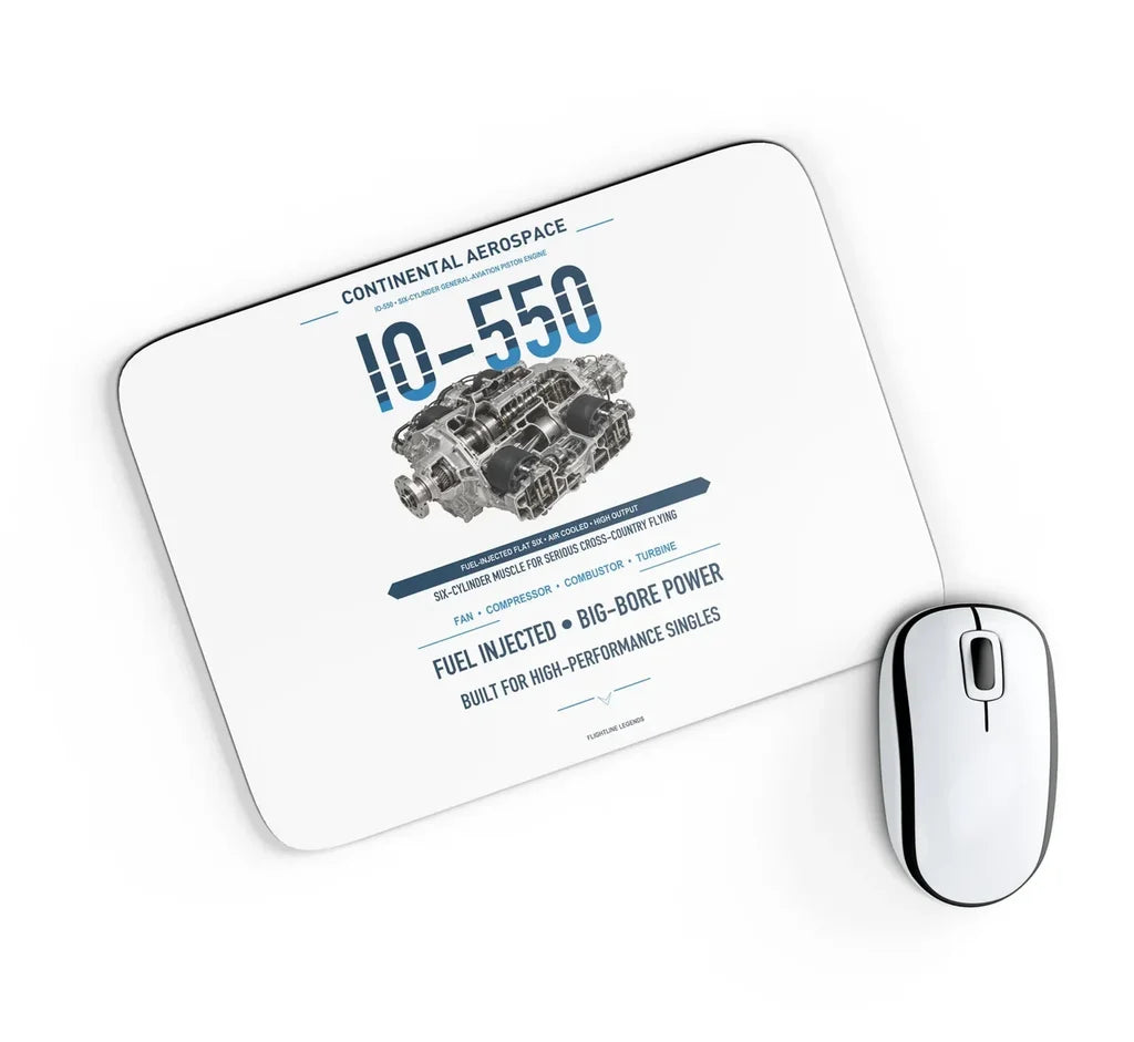 IO-550 design on white rectangle mouse pad