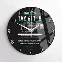 Thumbnail for TAY 611-8 design on black no frame wall clock
