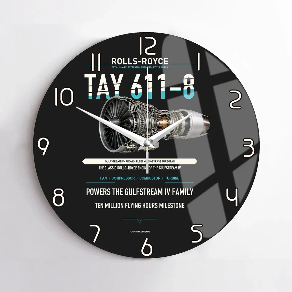 TAY 611-8 design on black no frame wall clock
