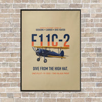 Thumbnail for F11C-2 Goshawk Dive from the High Hat vertical canvas print - framed - beige background