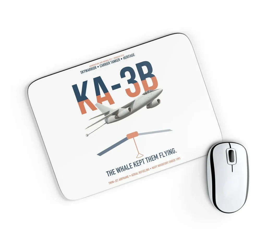 KA-3B Skywarrior design on white rectangle mouse pad