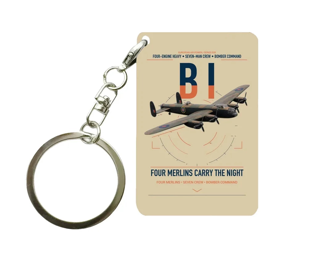 Avro Lancaster B I design on beige designed key chain, double-side print