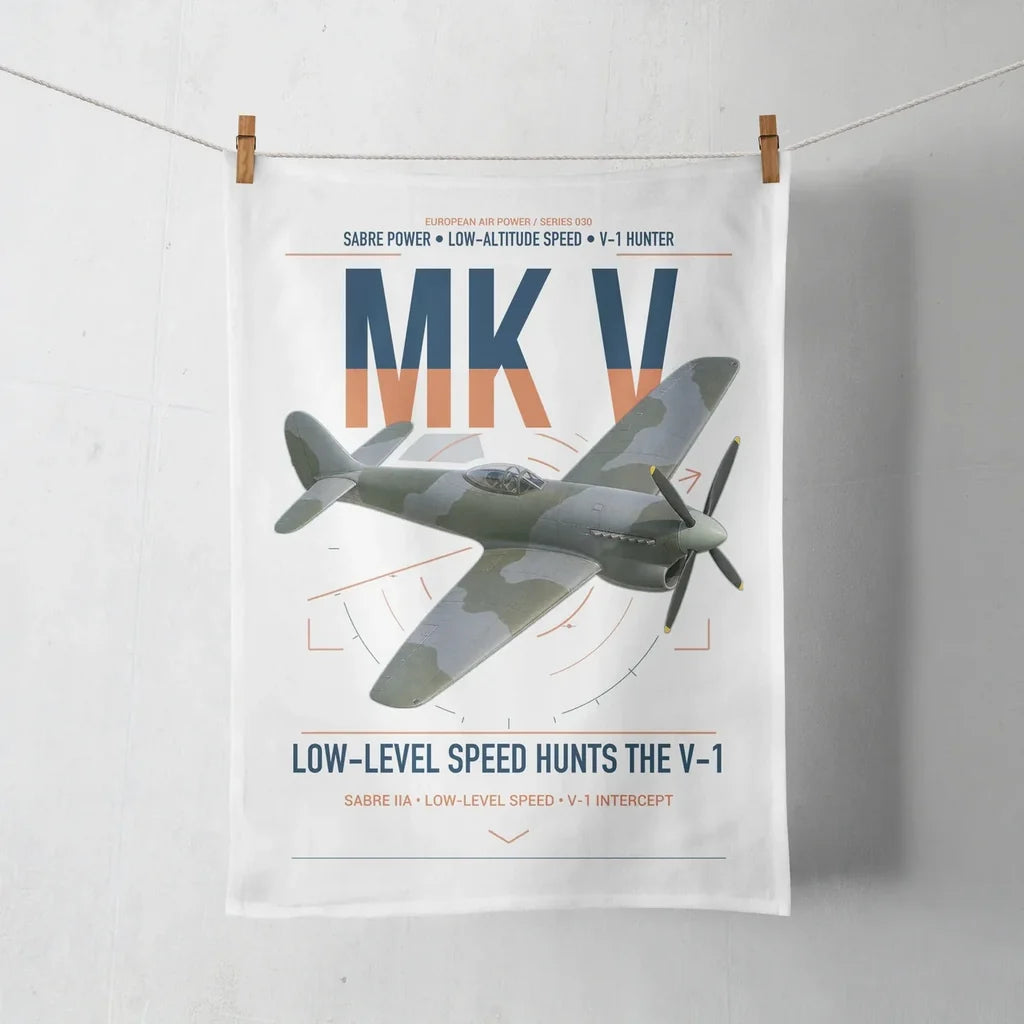 Hawker Tempest Mk V design on white towel