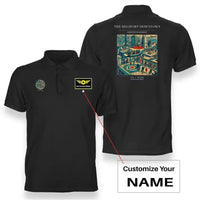 Thumbnail for VINTAGE G4127 - The Heliport Downtown - Double-Side Polo T-Shirt design on black+name