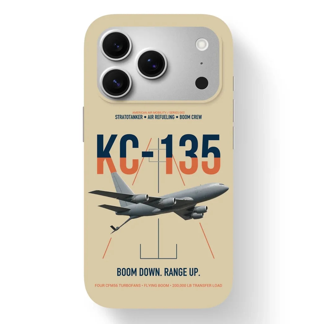 KC-135 STRATOTANKER design on beige magsafe iphone case, for iPhone 17 Pro