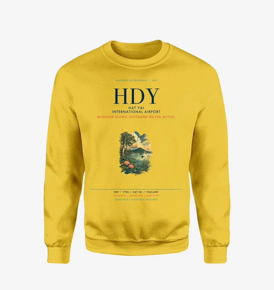 Hat Yai International Airport (HDY) design on yellow sweatshirt