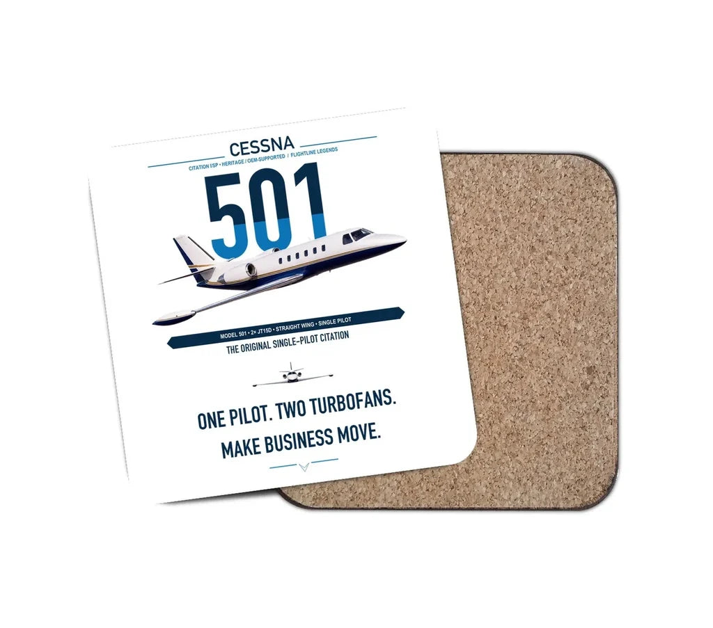 Cessna 501 Citation I SP design on white 1 piece coaster