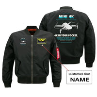 Thumbnail for DJI Mini 4K design on black bomber with custom name badge