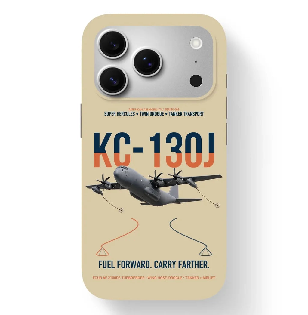 KC-130J SUPER HERCULES design on beige magsafe iphone case, for iPhone 17 Pro