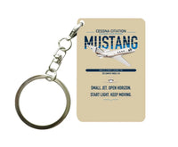 Thumbnail for Cessna Citation Mustang design on beige designed key chain, double-side print