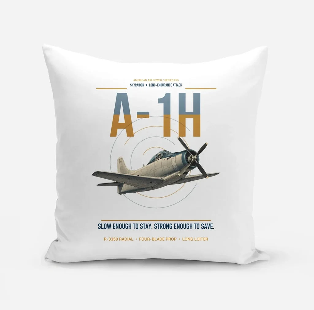 A-1H Skyraider design on white pillow