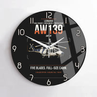Thumbnail for Leonardo AW139 design on black no frame wall clock