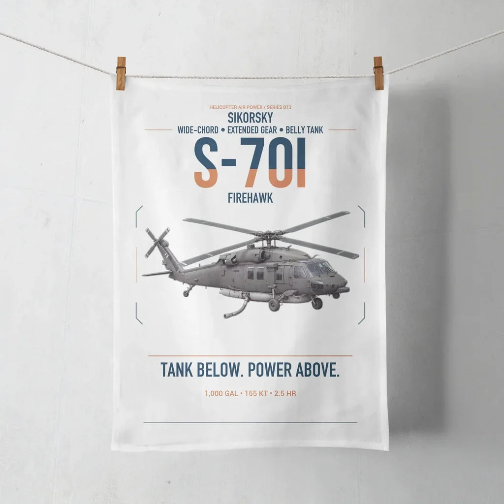 Sikorsky S-70i FIREHAWK design on white towel