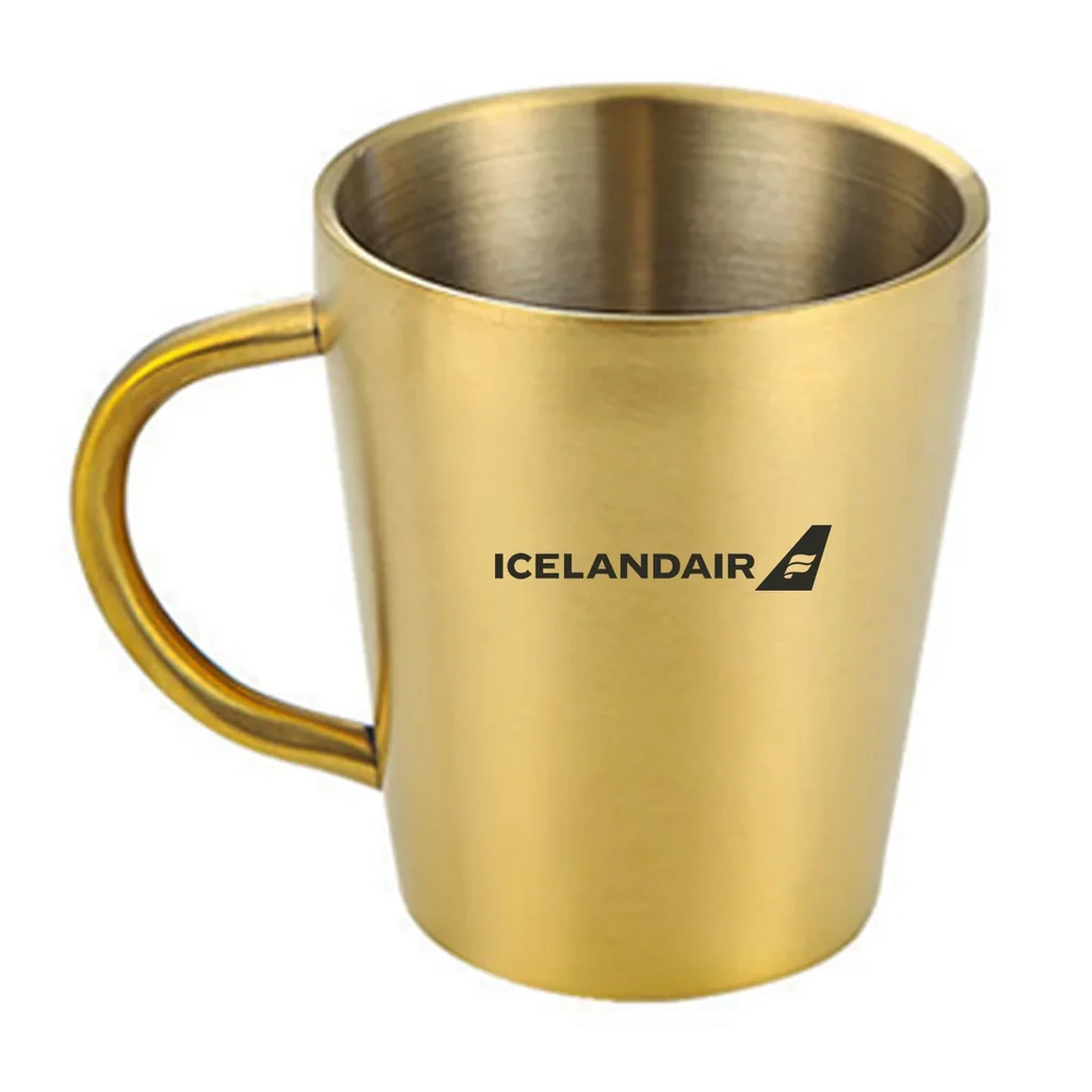 Icelandair Airlines Stainless Steel Coffee mug in gold