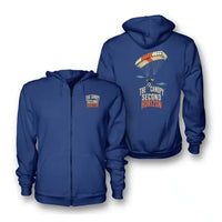Thumbnail for SIGNAL 630 - The Canopy Opens A Second Horizon - Zipped Hoodie design on blue zipped hoodie