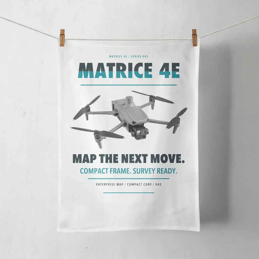 DJI Matrice 4E design on white towel