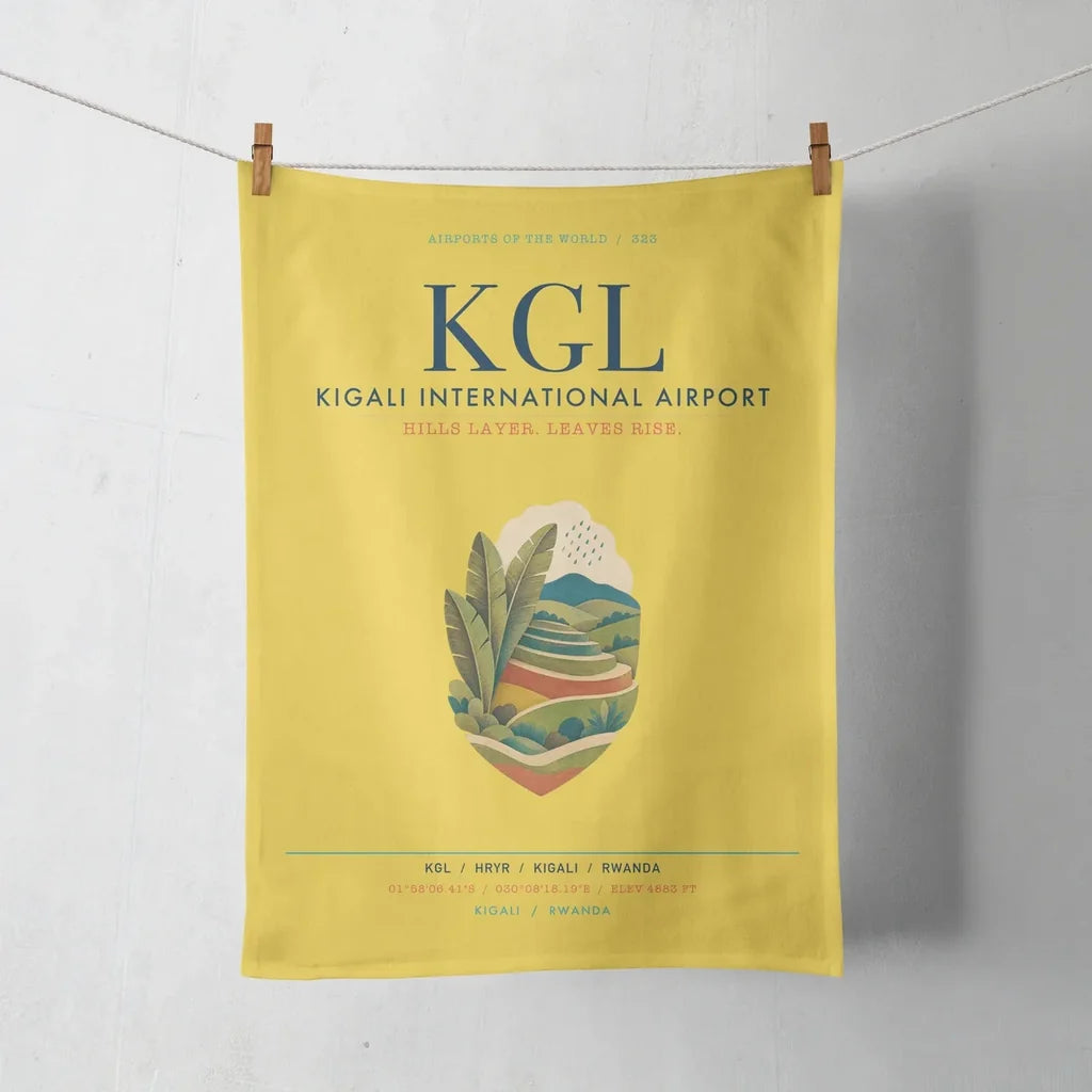 Kigali International Airport (KGL) design on yellow towel
