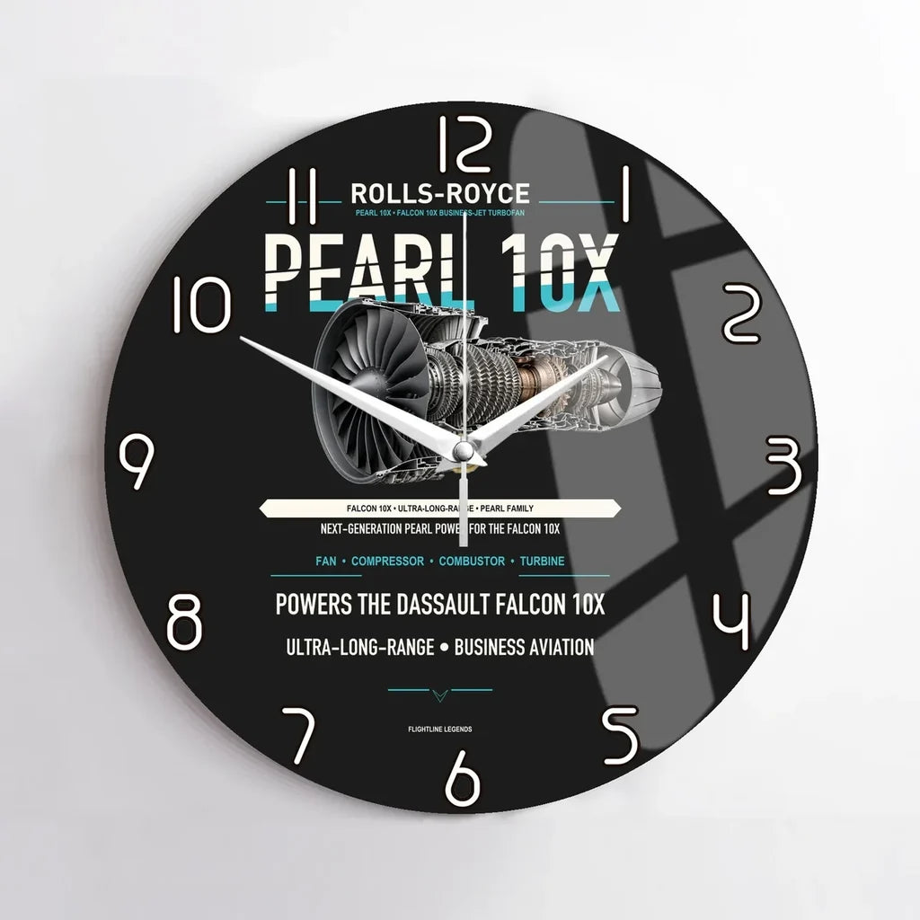 PEARL 10X design on black no frame wall clock