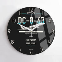 Thumbnail for Douglas DC-8-63 design on black no frame wall clock