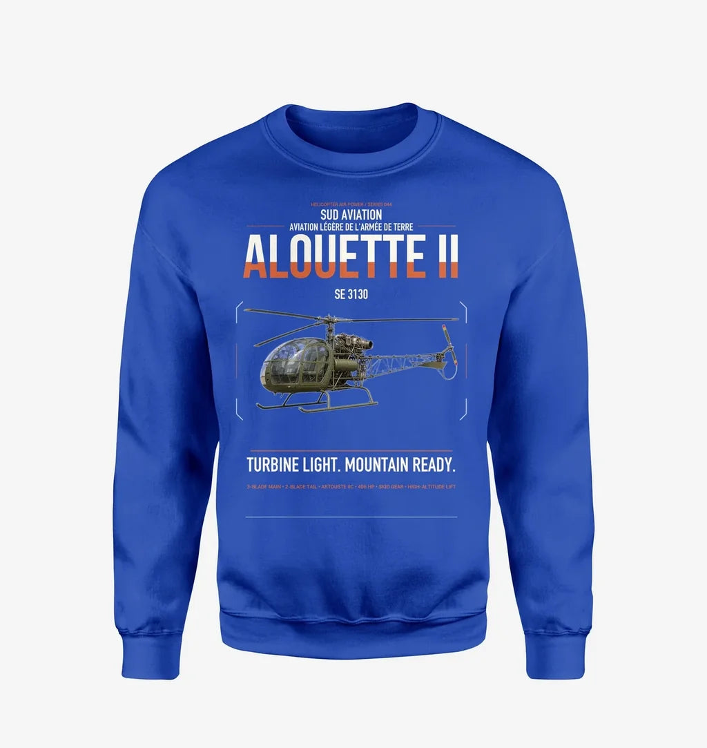 Sud Aviation SE 3130 Alouette II design on blue sweatshirt