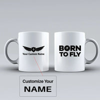 Thumbnail for Born To Fly Special Ceramic White aviation design on ceramic mug, premium ceramic with glazed finish.