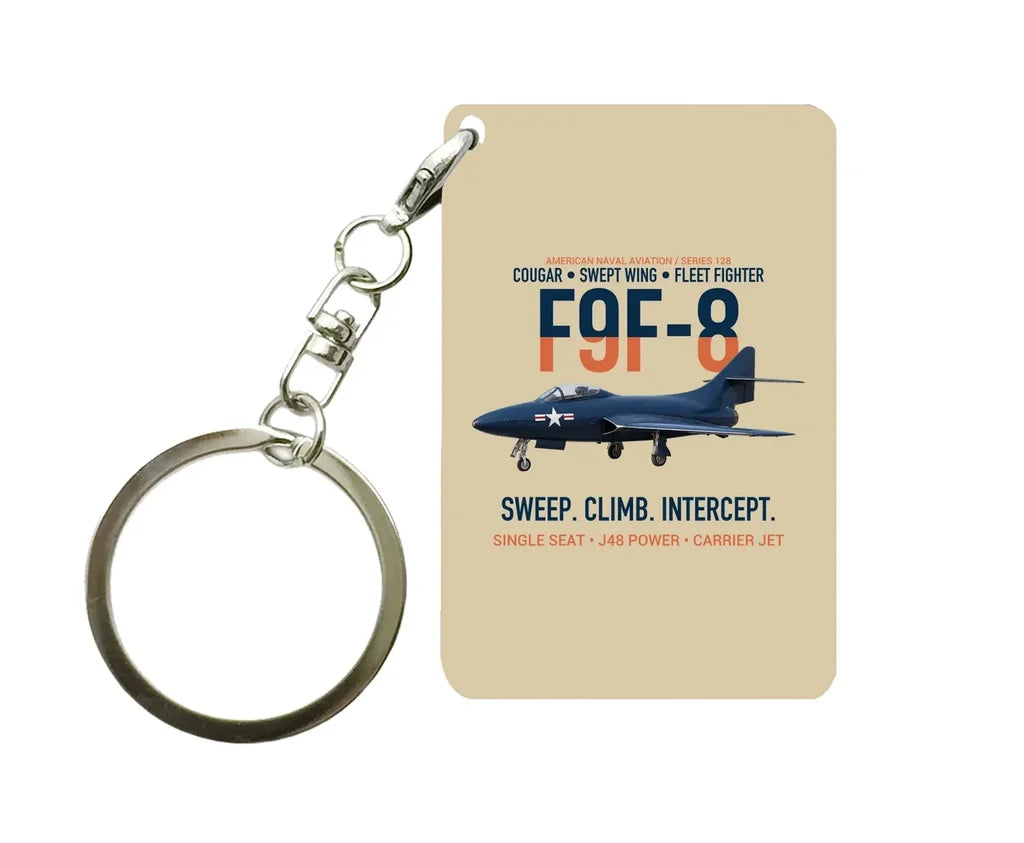 F9F-8 COUGAR Key Chain design on beige key chain