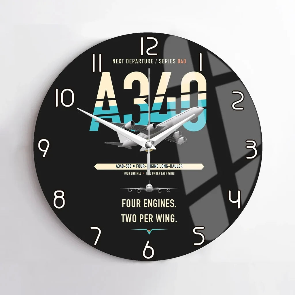 Airbus A340-500 design on black no frame wall clock