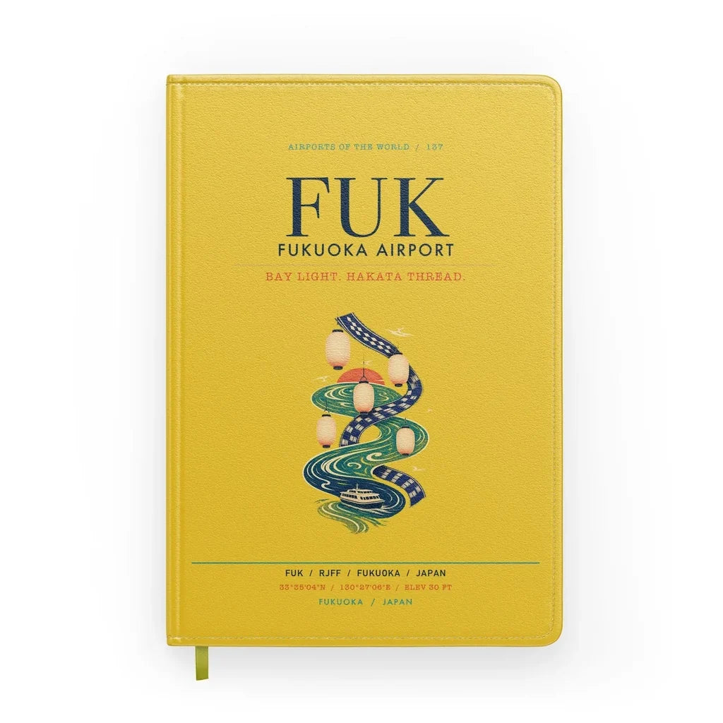 Fukuoka Airport (FUK) design on yellow notebook