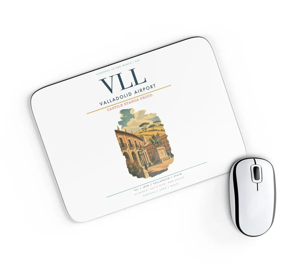 Valladolid Airport (VLL) design on white rectangle mouse pad