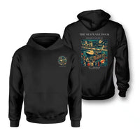 Thumbnail for VINTAGE G4056 - The Seaplane Dock - Double-Side Hoodie design on black double side