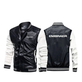 Embraer & Text Stylish Leather Bomber Jackets