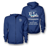 Thumbnail for Cessna Citation XLSPlus design on blue premium zipped hoodie, double-side print
