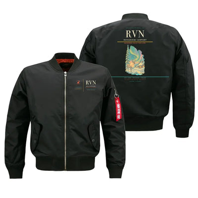 Rovaniemi Airport (RVN) design on black bomber jacket