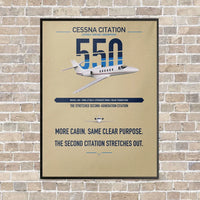 Thumbnail for Cessna Citation 550 - Citation II vertical canvas print - framed - beige background