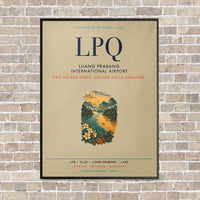 Thumbnail for Luang Prabang International Airport LPQ vertical canvas print - framed - beige background