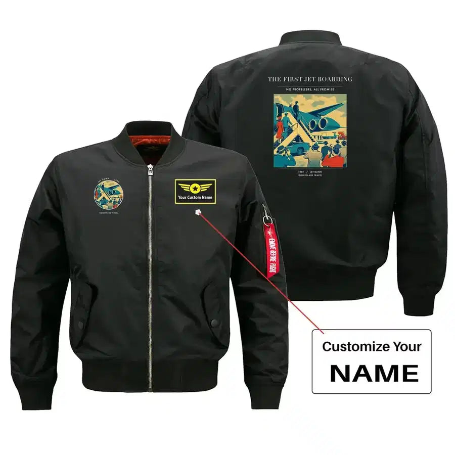 VINTAGE G4228 - The First Jet Boarding - Bomber Jacket design on black+name