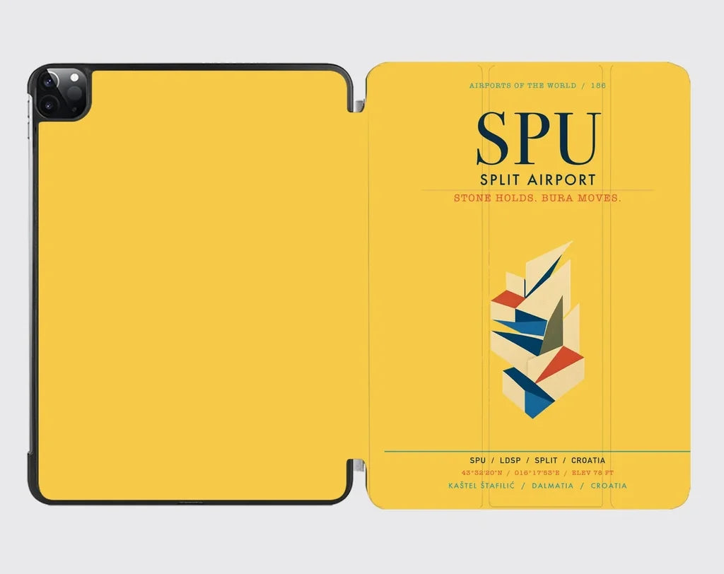 Split Airport (SPU) design on yellow ipad tablet case