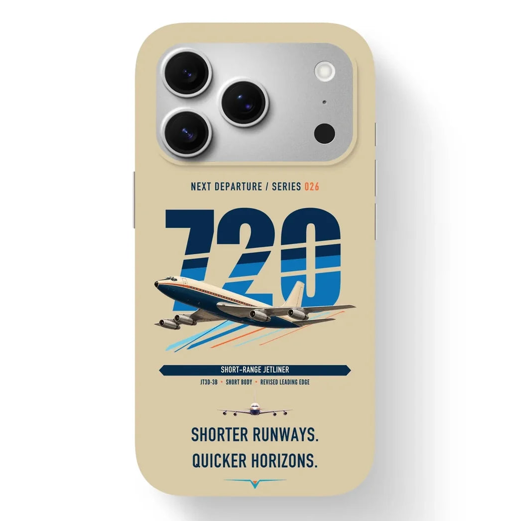 Boeing 720B design on beige magsafe iphone case