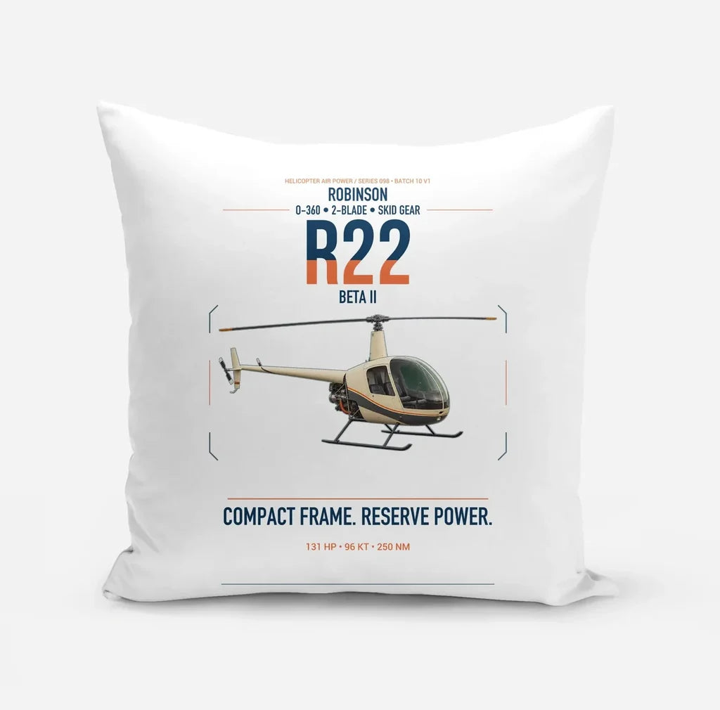 Robinson R22 Beta II design on white pillow