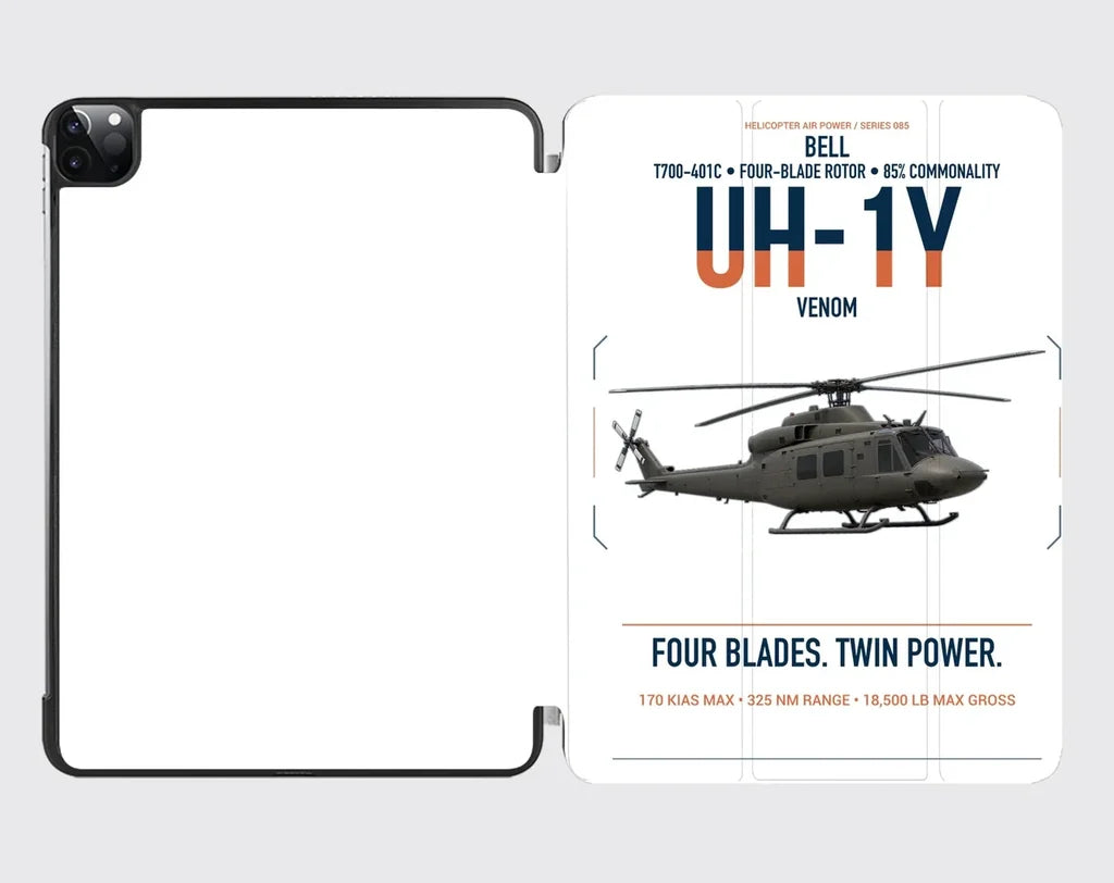 Bell UH-1Y Venom design on white ipad tablet case