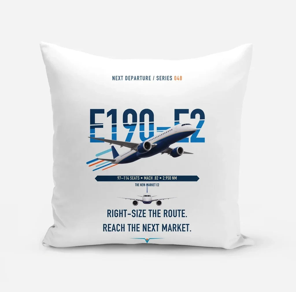 Embraer E190-E2 design on white pillow