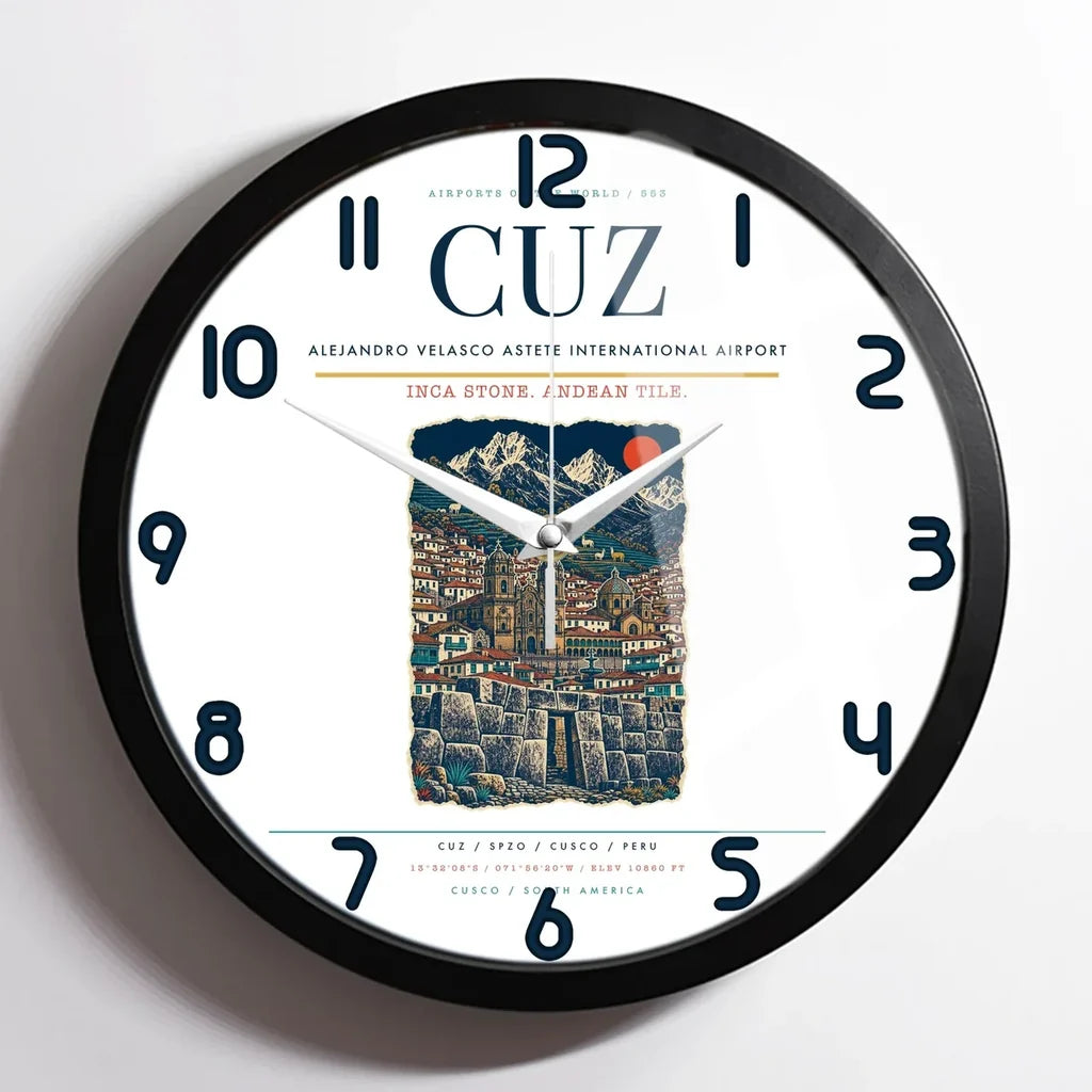 Alejandro Velasco Astete International Airport CUZ Wall-Clock Framed - White